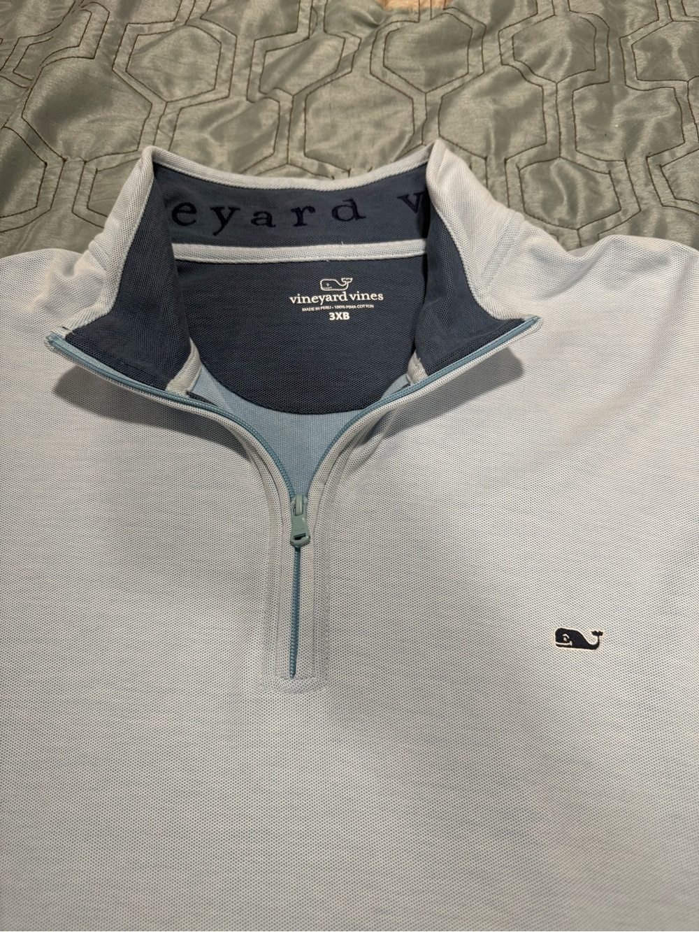 Vineyard Vines Mens Blue 100% Cotton  1/4 Zip Pullover Sweater Whale Logo 3XB - Picture 4 of 7